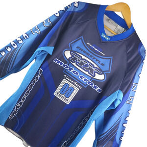 Athletic Works Long Sleeve Motocross Jersey Shirt Size Medium #08 Blue Racing